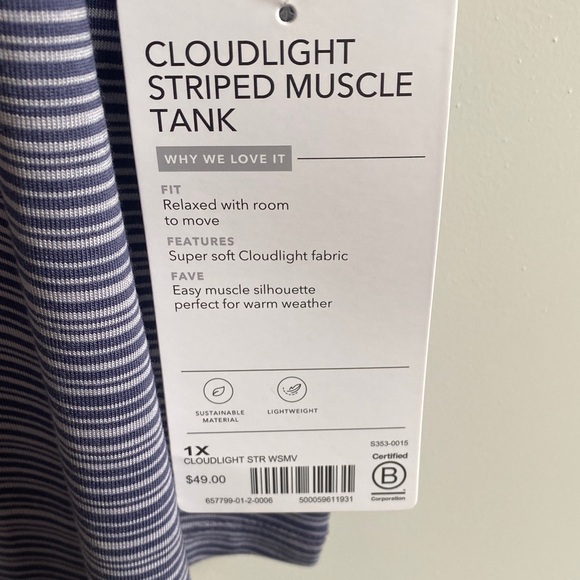 Athleta Women's Navy Striped Muscle Tee - Picture 3 of 6